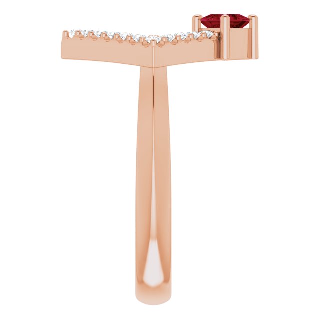 14K Gold Square Natural Ruby Accented Geometric Ring - Rose Gold - view 9