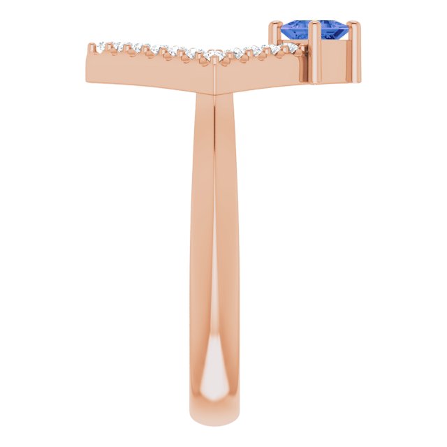 14K Gold Square Natural Tanzanite Accented Geometric Ring - Rose Gold - view 9