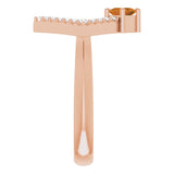 14K Gold Square Natural Citrine Accented Geometric Ring - Rose Gold - view 9