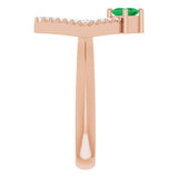14K Gold Square Natural Emerald Accented Geometric Ring - Rose Gold - view 9