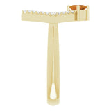 14K Gold Square Natural Citrine Accented Geometric Ring - Yellow Gold - view 9