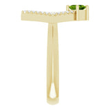 14K Gold Square Natural Peridot Accented Geometric Ring - Yellow Gold - view 9