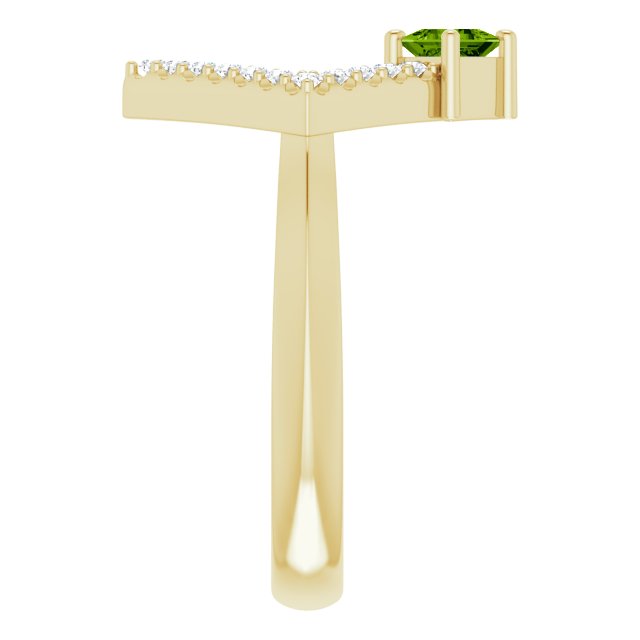 14K Gold Square Natural Peridot Accented Geometric Ring - Yellow Gold - view 9