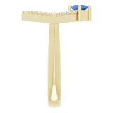 14K Gold Square Natural Tanzanite Accented Geometric Ring - Yellow Gold - view 9