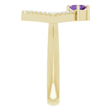 14K Gold Square Natural Amethyst Accented Geometric Ring - Yellow Gold - view 9