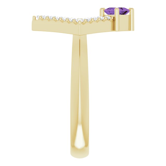 14K Gold Square Natural Amethyst Accented Geometric Ring - Yellow Gold - view 9