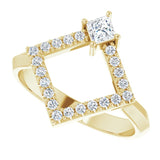 14K Gold Square Natural White Sapphire Accented Geometric Ring - Yellow Gold - view 10