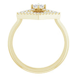 14K Gold Square Natural White Sapphire Accented Geometric Ring - Yellow Gold - view 7