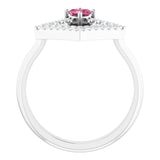 Platinum Square Natural Pink Tourmaline Accented Geometric Ring - view 7