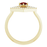 14K Gold Square Natural Mozambique Garnet Accented Geometric Ring - Yellow Gold - view 7