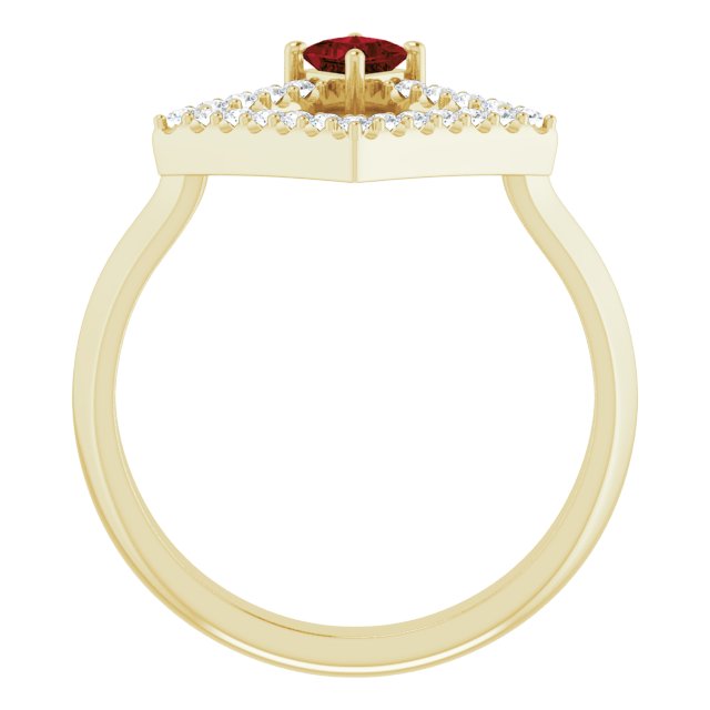 14K Gold Square Natural Mozambique Garnet Accented Geometric Ring - Yellow Gold - view 7