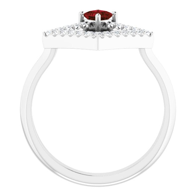 Platinum Square Natural Mozambique Garnet Accented Geometric Ring - view 7