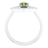 Platinum Square Natural Peridot Accented Geometric Ring - view 7