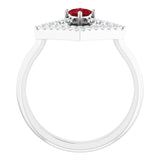 Platinum Square Natural Ruby Accented Geometric Ring - view 7