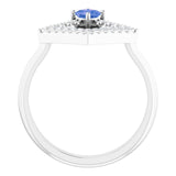 Platinum Square Natural Tanzanite Accented Geometric Ring - view 7