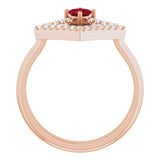 14K Gold Square Natural Ruby Accented Geometric Ring - Rose Gold - view 7