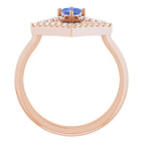 14K Gold Square Natural Tanzanite Accented Geometric Ring - Rose Gold - view 7