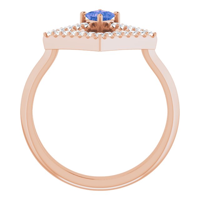 14K Gold Square Natural Tanzanite Accented Geometric Ring - Rose Gold - view 7