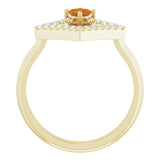 14K Gold Square Natural Citrine Accented Geometric Ring - Yellow Gold - view 7