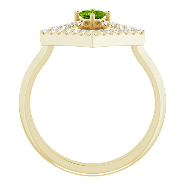14K Gold Square Natural Peridot Accented Geometric Ring - Yellow Gold - view 7