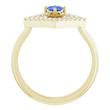 14K Gold Square Natural Tanzanite Accented Geometric Ring - Yellow Gold - view 7