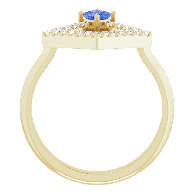 14K Gold Square Natural Tanzanite Accented Geometric Ring - Yellow Gold - view 7