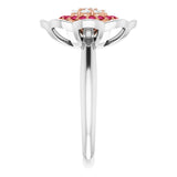 14K Gold Round Natural Ruby & Natural Diamond Halo-Style Cluster Ring - Two-Tone - view 4
