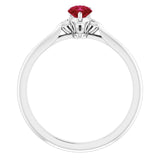14K Gold Pear Natural Ruby & Natural Diamond Accented Ring - White Gold - view 2