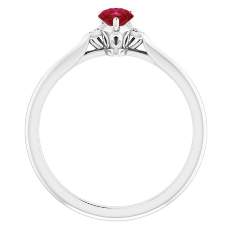 Platinum Pear Natural Ruby & Natural Diamond Accented Ring - view 2