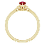 14K Gold Pear Natural Ruby & Natural Diamond Accented Ring - Yellow Gold - view 2
