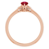 14K Gold Pear Natural Ruby & Natural Diamond Accented Ring - Rose Gold - view 2