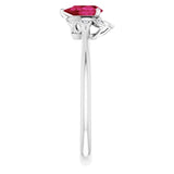 14K Gold Pear Natural Ruby & Natural Diamond Accented Ring - White Gold - view 4