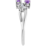 Platinum Oval Natural Amethyst & Natural Diamond Two-Stone Ring - view 4