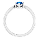 14K Gold Round Natural Blue Sapphire & Natural Diamond Accented Bypass Ring - White Gold - view 2