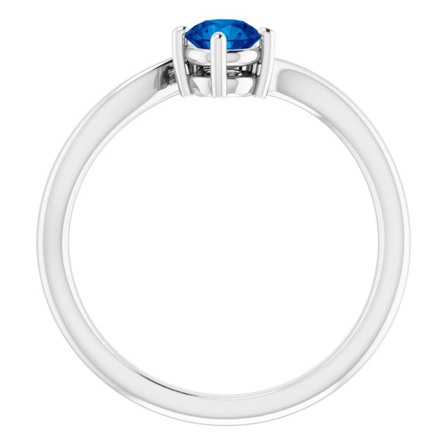 14K Gold Round Natural Blue Sapphire & Natural Diamond Accented Bypass Ring - White Gold - view 2