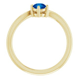 14K Gold Round Natural Blue Sapphire & Natural Diamond Accented Bypass Ring - Yellow Gold - view 2
