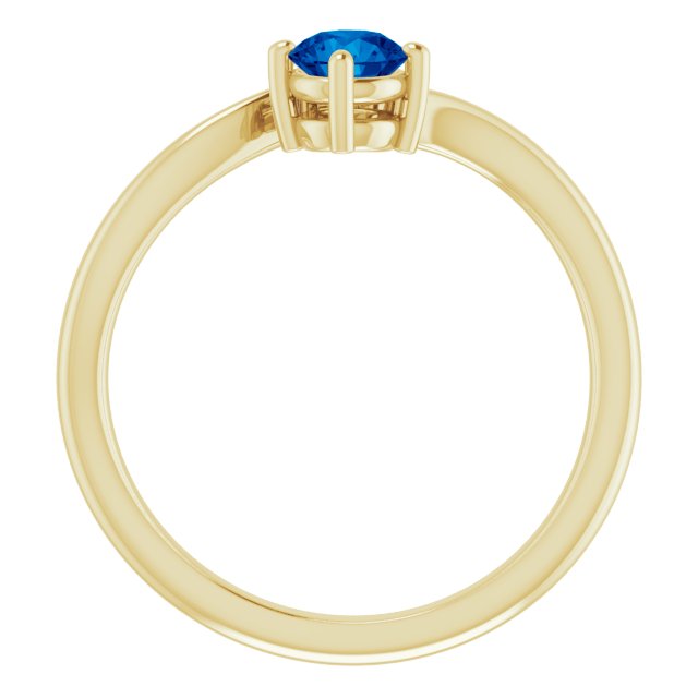 14K Gold Round Natural Blue Sapphire & Natural Diamond Accented Bypass Ring - Yellow Gold - view 2