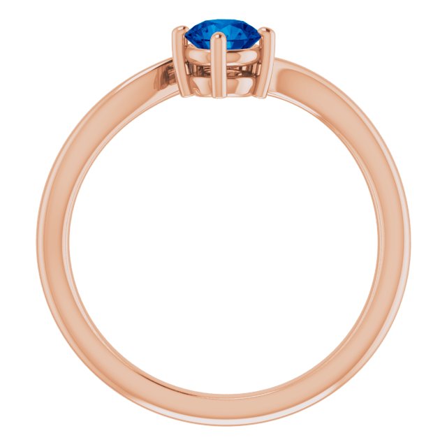 14K Gold Round Natural Blue Sapphire & Natural Diamond Accented Bypass Ring - Rose Gold - view 2