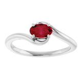 14K Gold Oval Lab-Grown Ruby Solitaire Bypass Ring - White Gold - view 3