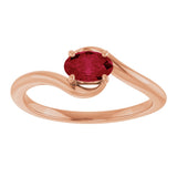 14K Gold Oval Lab-Grown Ruby Solitaire Bypass Ring - Rose Gold - view 3
