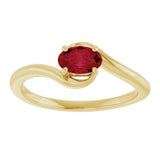 14K Gold Oval Lab-Grown Ruby Solitaire Bypass Ring - Yellow Gold - view 3