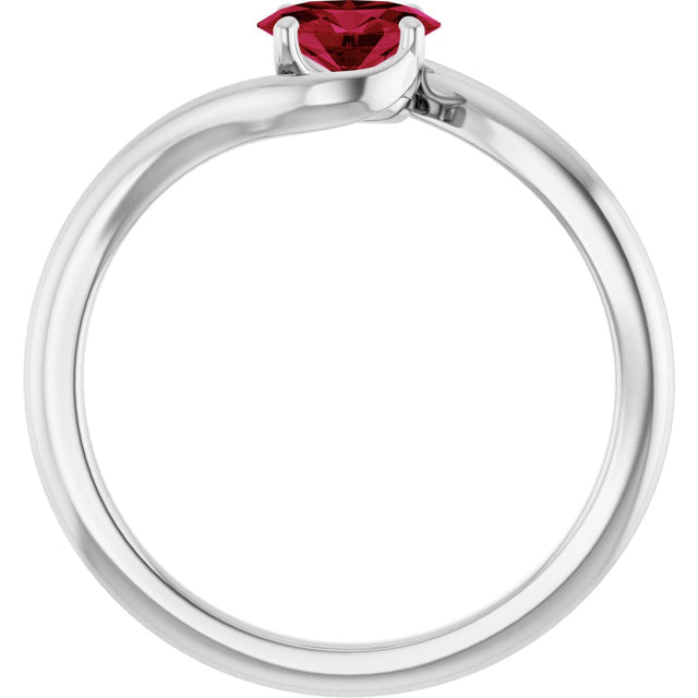 14K Gold Oval Lab-Grown Ruby Solitaire Bypass Ring - White Gold - view 2