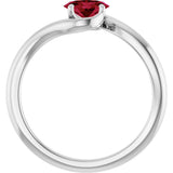 Platinum Oval Lab-Grown Ruby Solitaire Bypass Ring - view 2