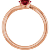 14K Gold Oval Lab-Grown Ruby Solitaire Bypass Ring - Rose Gold - view 2