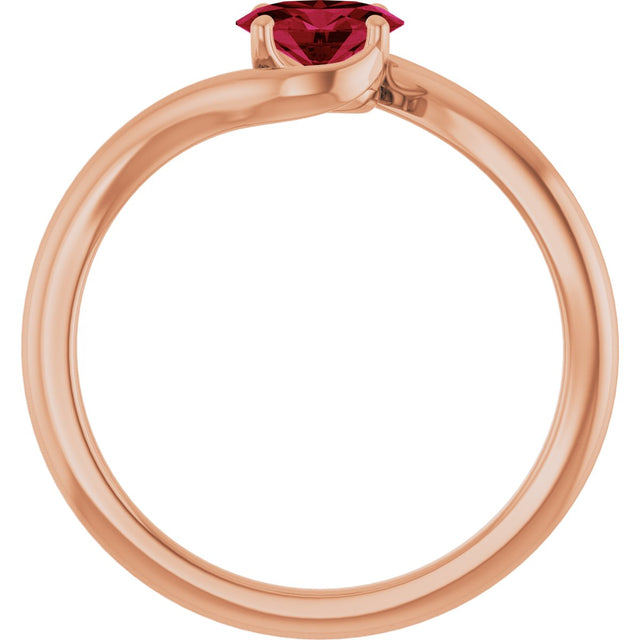 14K Gold Oval Lab-Grown Ruby Solitaire Bypass Ring - Rose Gold - view 2