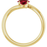 14K Gold Oval Lab-Grown Ruby Solitaire Bypass Ring - Yellow Gold - view 2