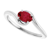 14K Gold Oval Lab-Grown Ruby Solitaire Bypass Ring - White Gold - view 5