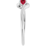 Platinum Oval Lab-Grown Ruby Solitaire Bypass Ring - view 4