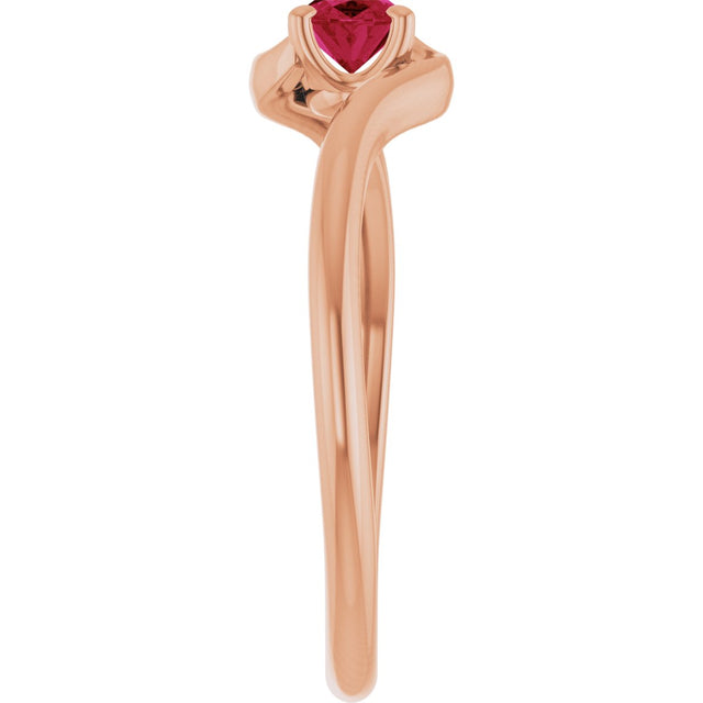 14K Gold Oval Lab-Grown Ruby Solitaire Bypass Ring - Rose Gold - view 4