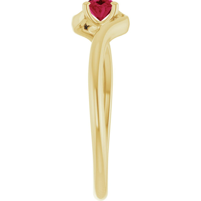 14K Gold Oval Lab-Grown Ruby Solitaire Bypass Ring - Yellow Gold - view 4